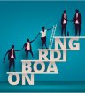 Illustration of people climbing ladders, onboarding spelled underneath